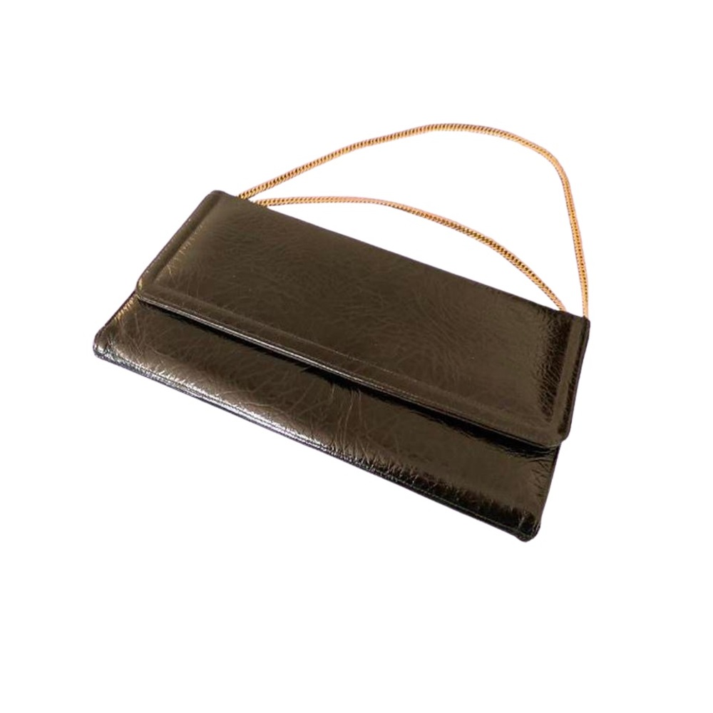 Vintage Black Leather Clutch Purse